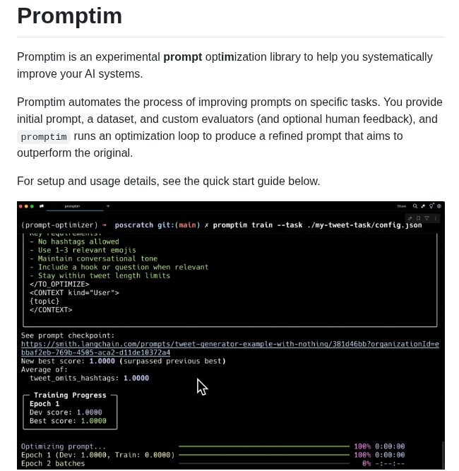 Hinthornw Promptimizer screenshot