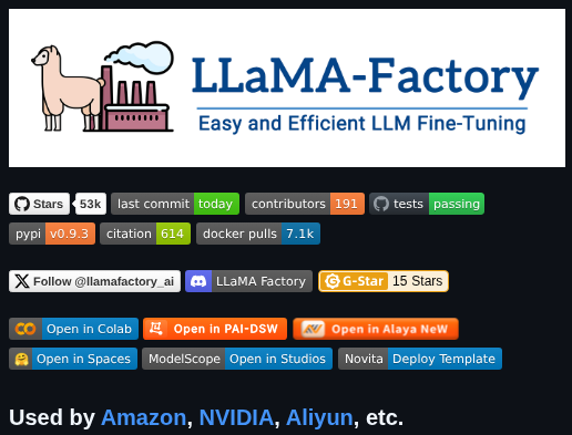 Hiyouga Llama Factory screenshot