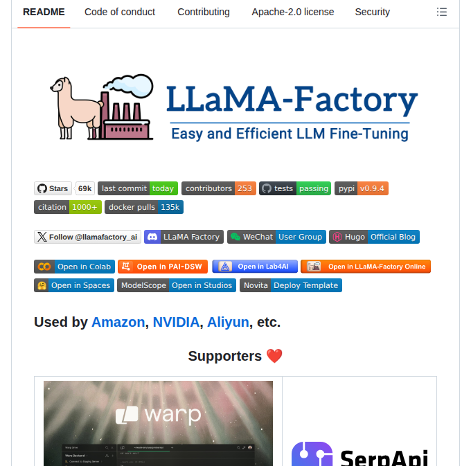Hiyouga Llamafactory screenshot