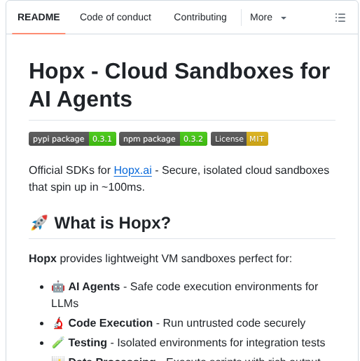 Hopx Ai Hopx screenshot