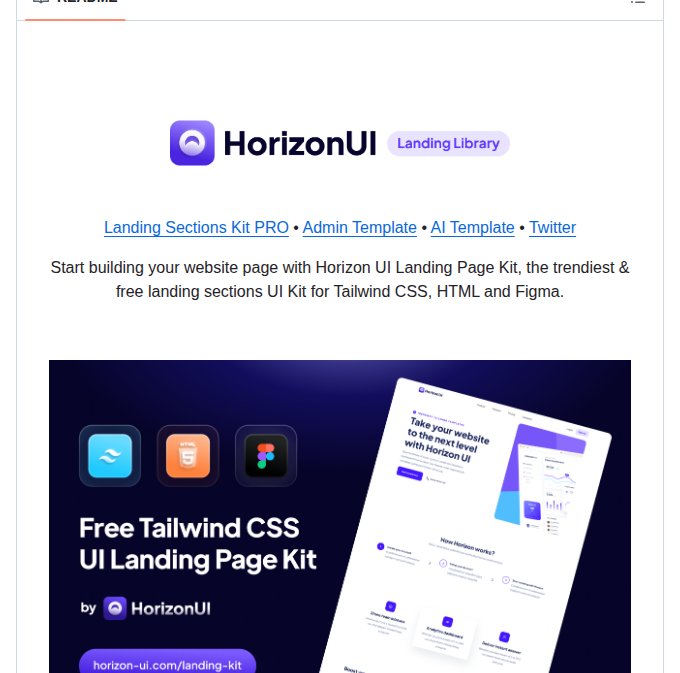 Horizon Ui Free Tailwind Css Landing Kit Page screenshot