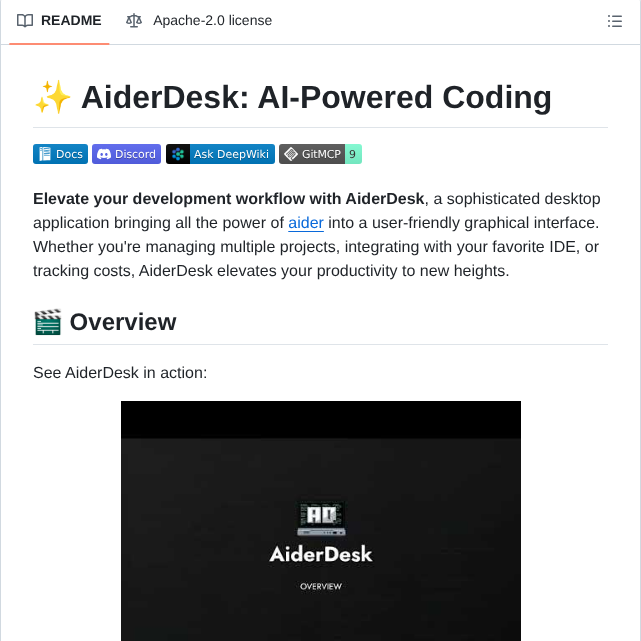 Hotovo Aider Desk screenshot