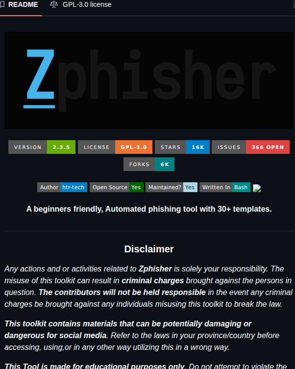 Htr Tech Zphisher screenshot