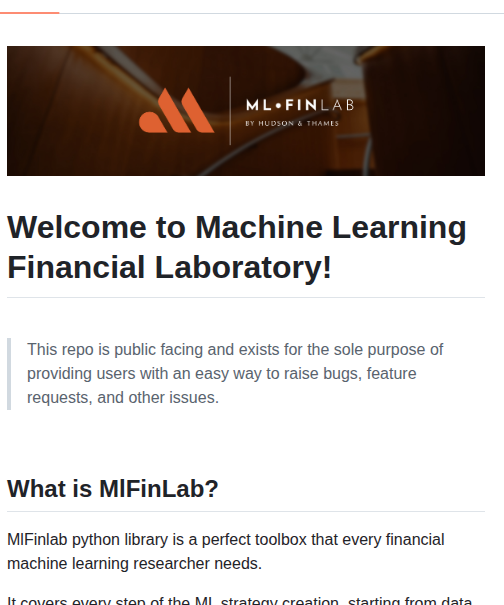 Hudson And Thames Mlfinlab screenshot