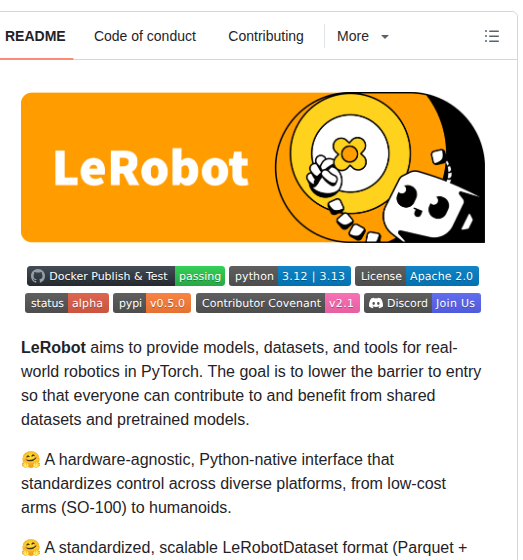 Huggingface Lerobot screenshot