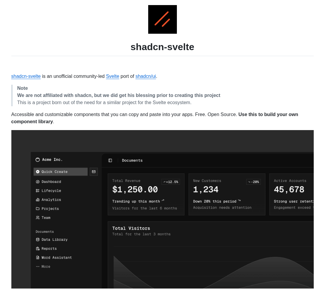 Huntabyte Shadcn Svelte screenshot