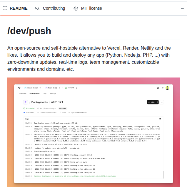 Hunvreus Devpush screenshot