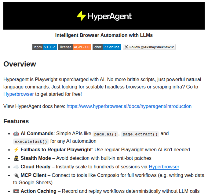 Hyperbrowserai Hyperagent screenshot