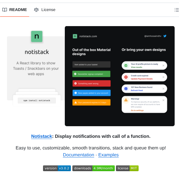 Iamhosseindhv Notistack screenshot
