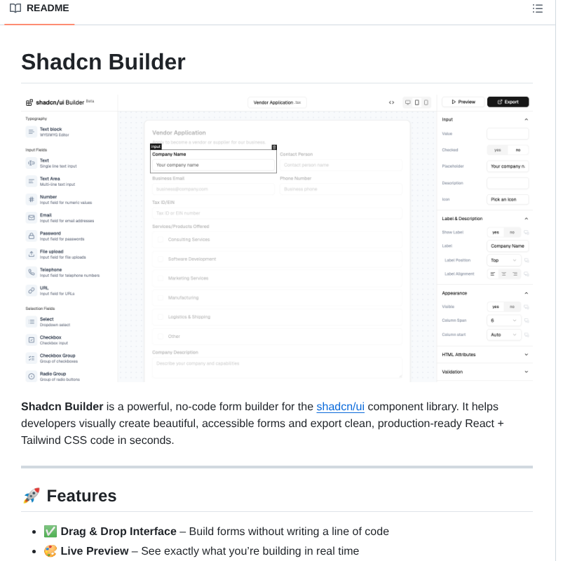 Iduspara Shadcn Builder screenshot