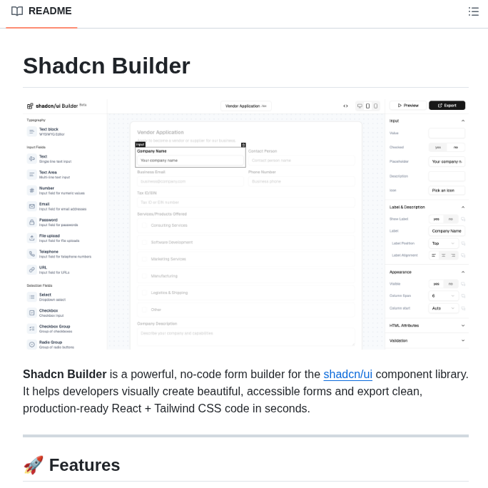 Iduspara Shadcn Builder screenshot