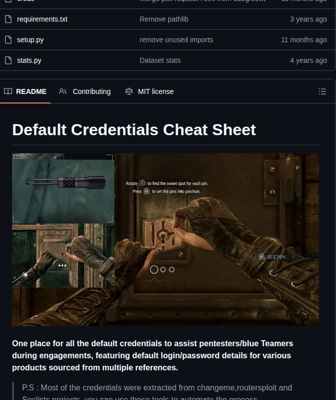 Ihebski Defaultcreds Cheat Sheet screenshot