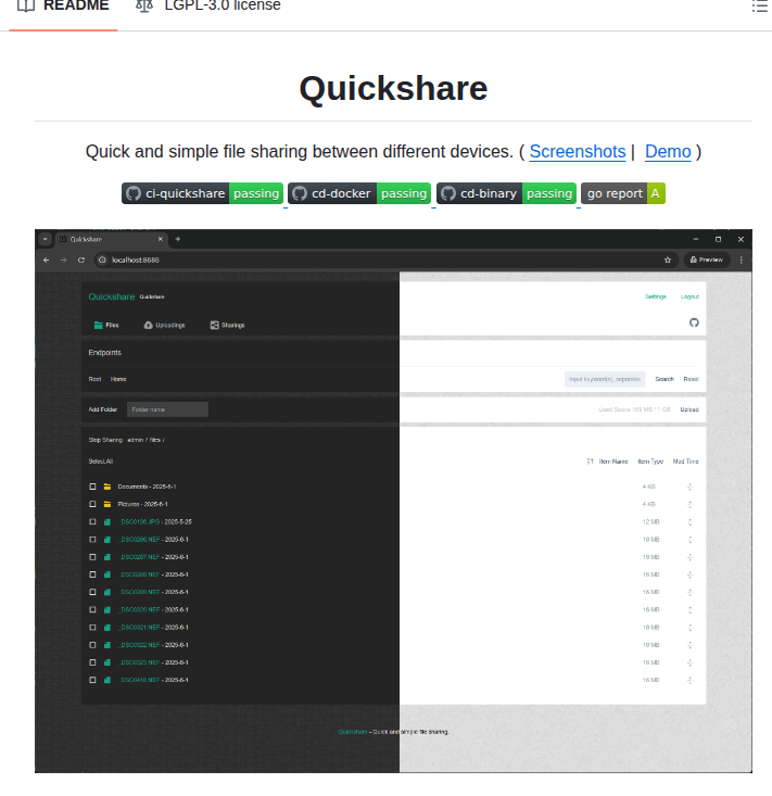 Ihexxa Quickshare screenshot