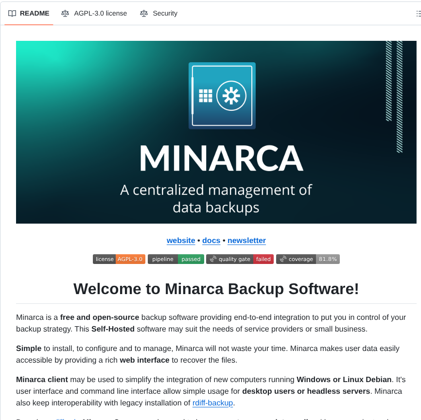 Ikus060 Minarca screenshot