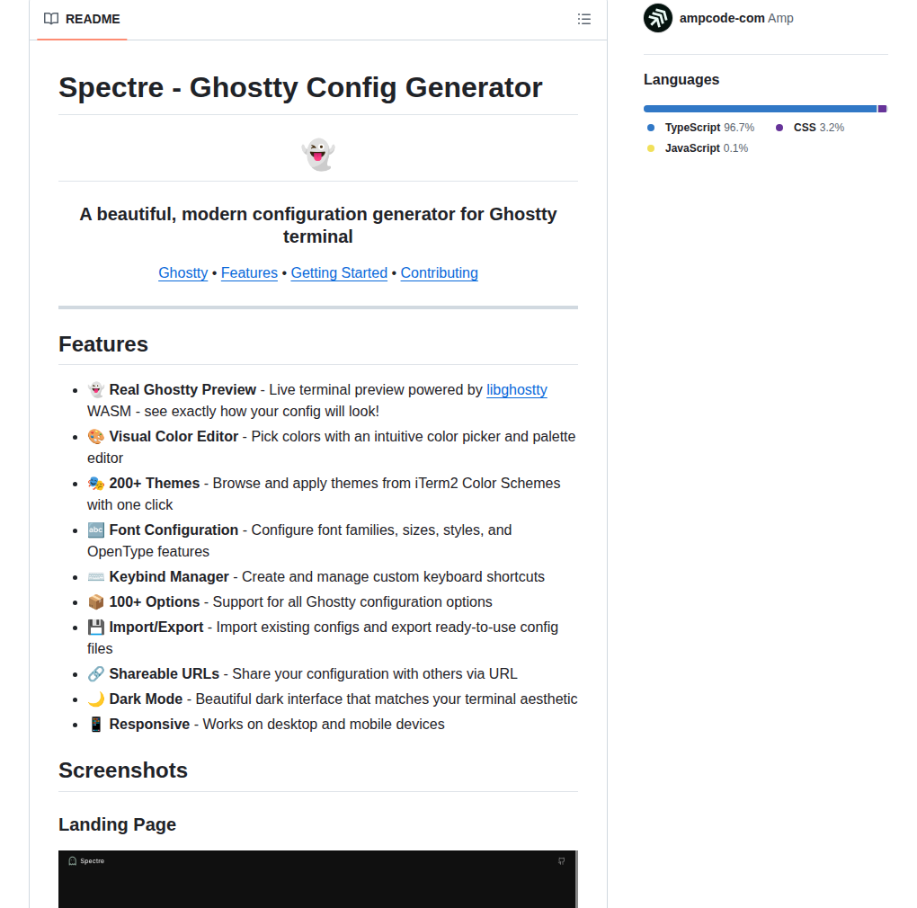 Imrajyavardhan12 Spectre Ghostty Config screenshot