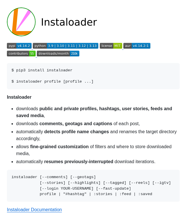 Instaloader Instaloader screenshot
