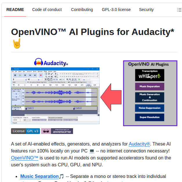 Intel Openvino Plugins Ai Audacity screenshot