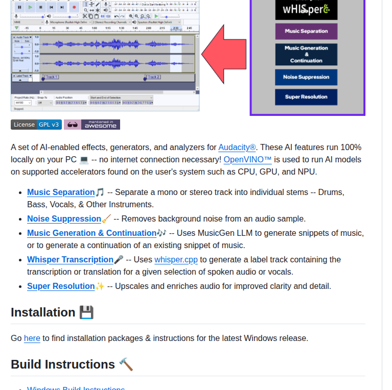 Intel Openvino Plugins Ai Audacity screenshot