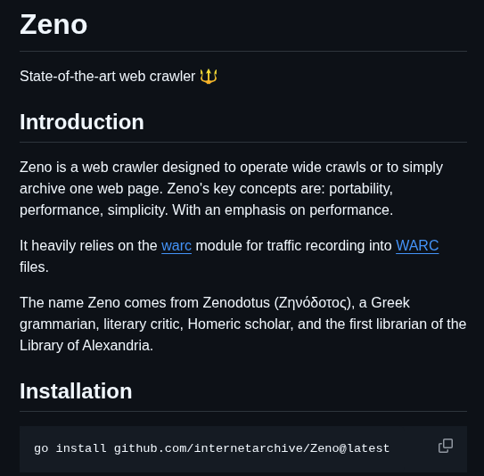 Internetarchive Zeno screenshot