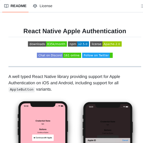 Invertase React Native Apple Authentication screenshot