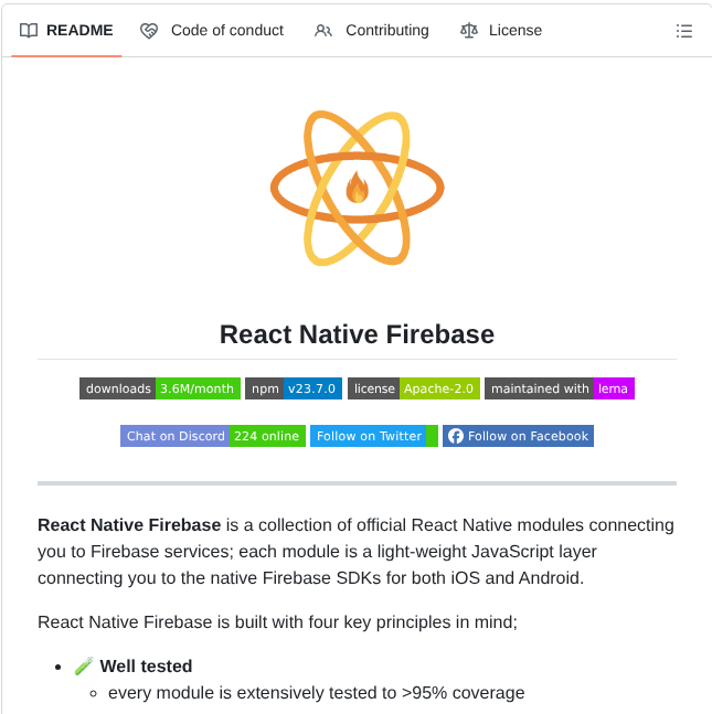 Invertase React Native Firebase screenshot