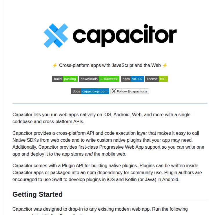 Ionic Team Capacitor screenshot