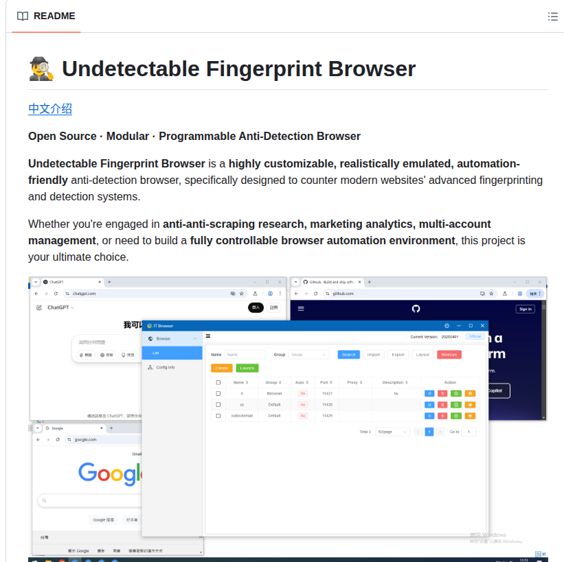 Itbrowser Net Undetectable Fingerprint Browser screenshot