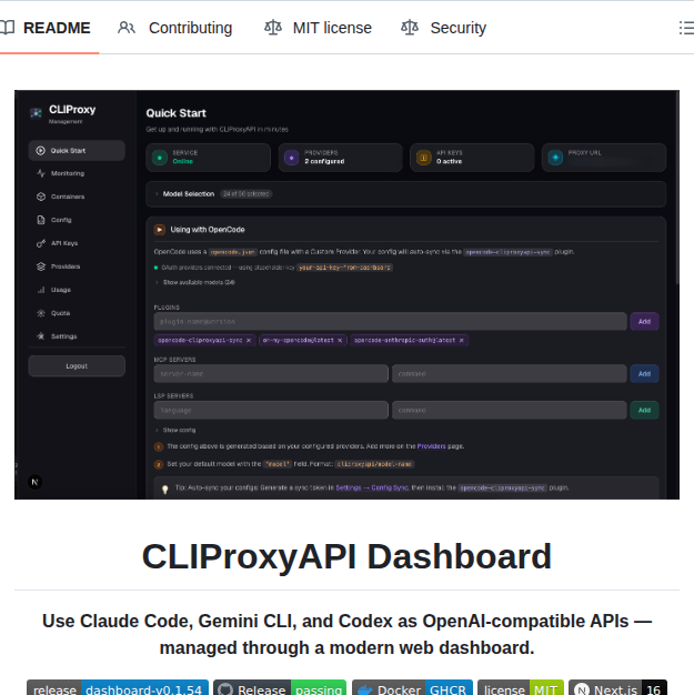 Itsmylife44 Cliproxyapi Dashboard screenshot