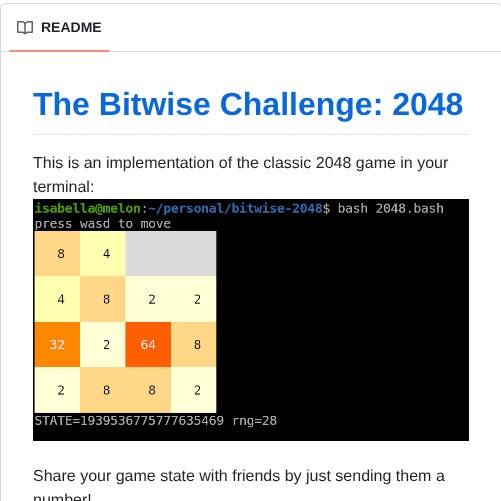 Izabera Bitwise Challenge 2048 screenshot