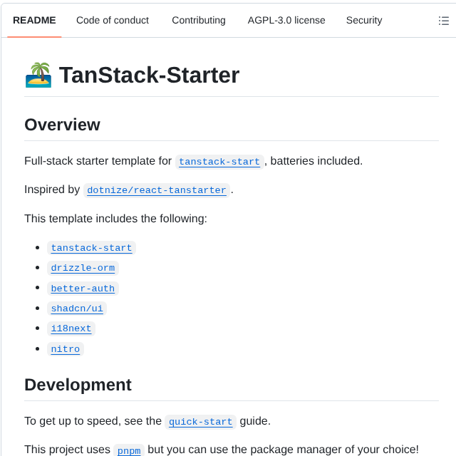 Jackytea Tanstack Starter screenshot