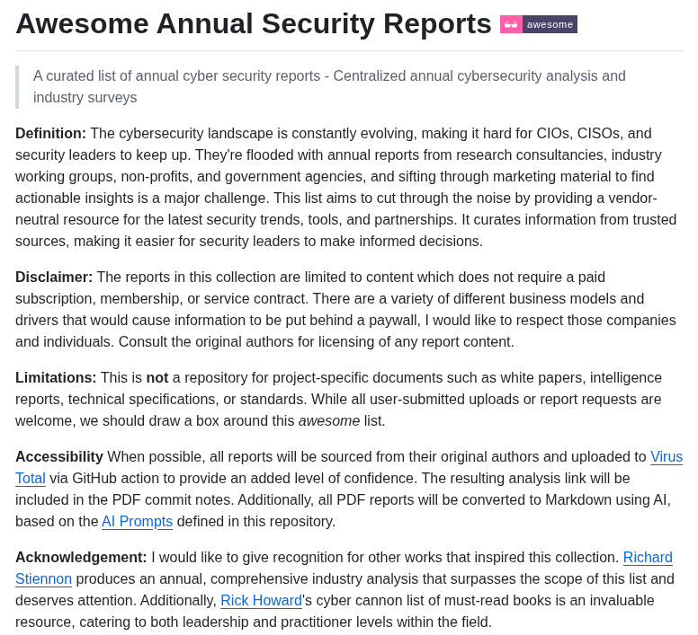 Jacobdjwilson Awesome Annual Security Reports screenshot