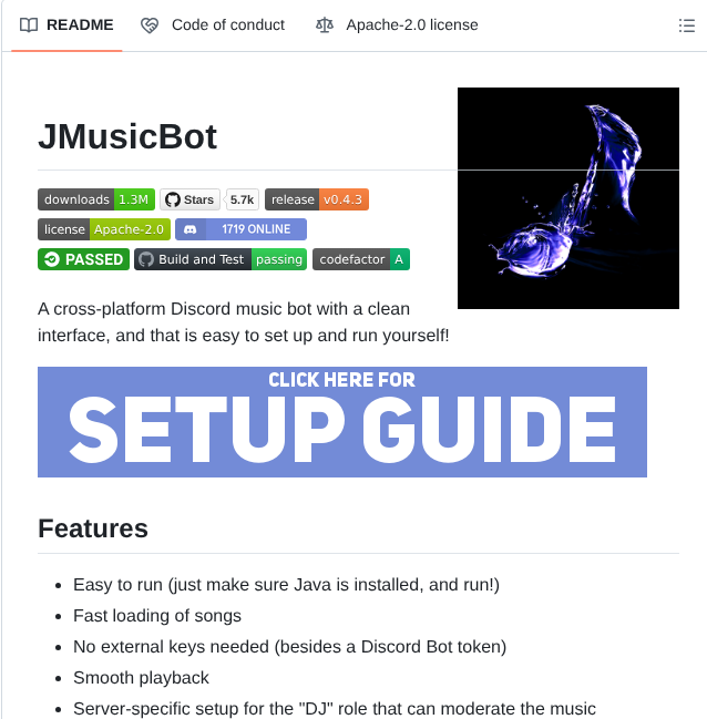 Jagrosh Musicbot screenshot