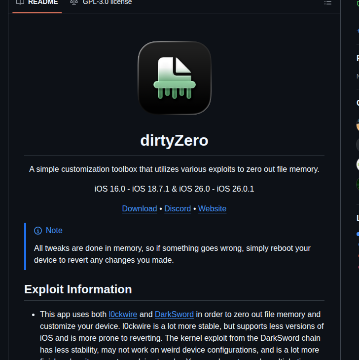 Jailbreakdotparty Dirtyzero screenshot