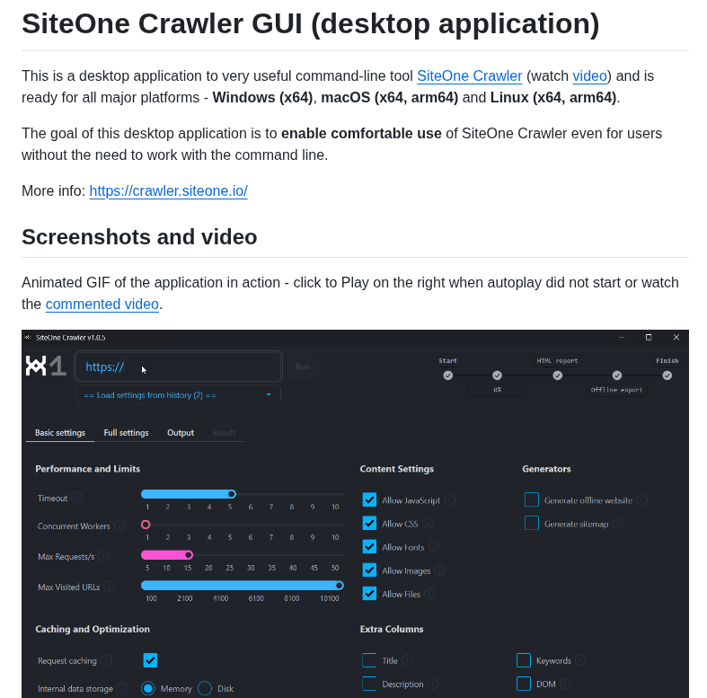 Janreges Siteone Crawler Gui screenshot