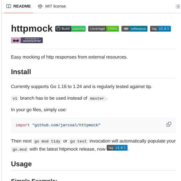 Jarcoal Httpmock screenshot