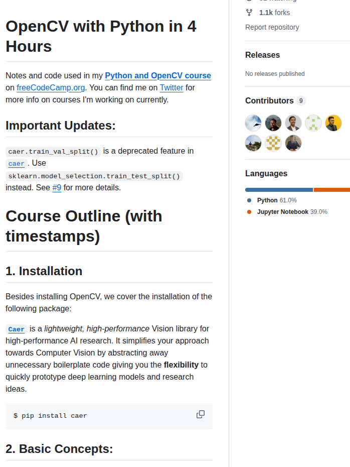 Jasmcaus Opencv Course screenshot
