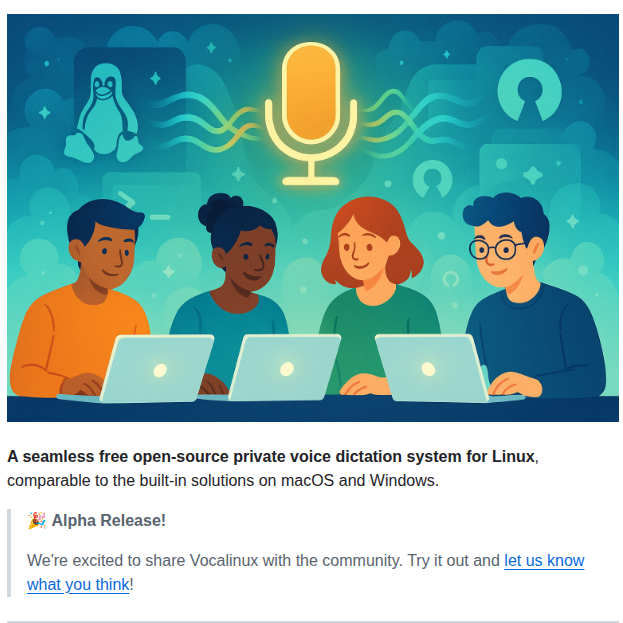 Jatinkrmalik Vocalinux screenshot