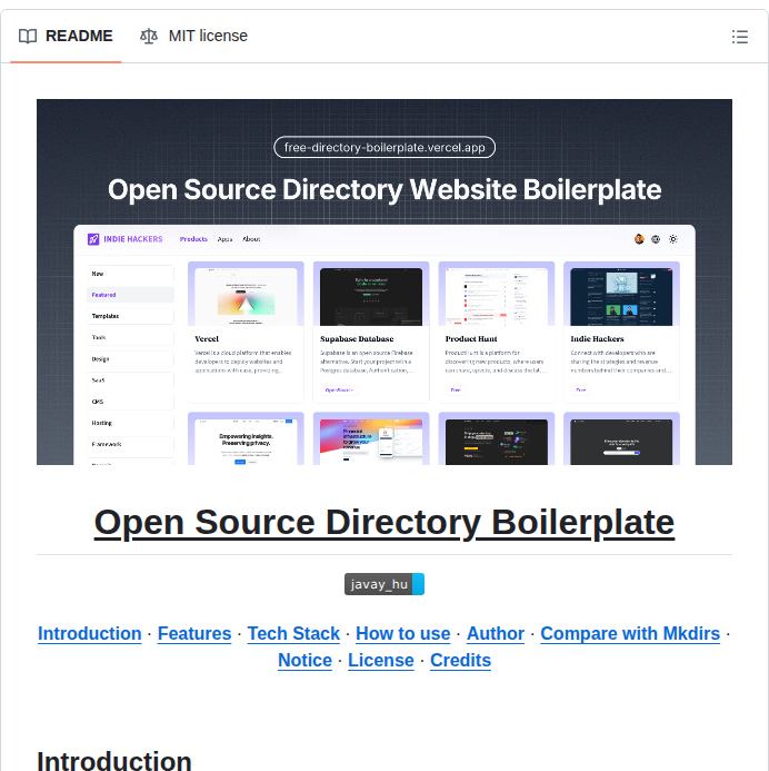 Javayhu Free Directory Boilerplate screenshot