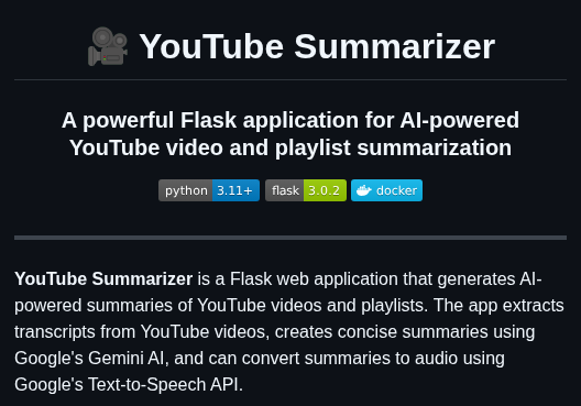 Jaye773 Youtube Summarizer screenshot
