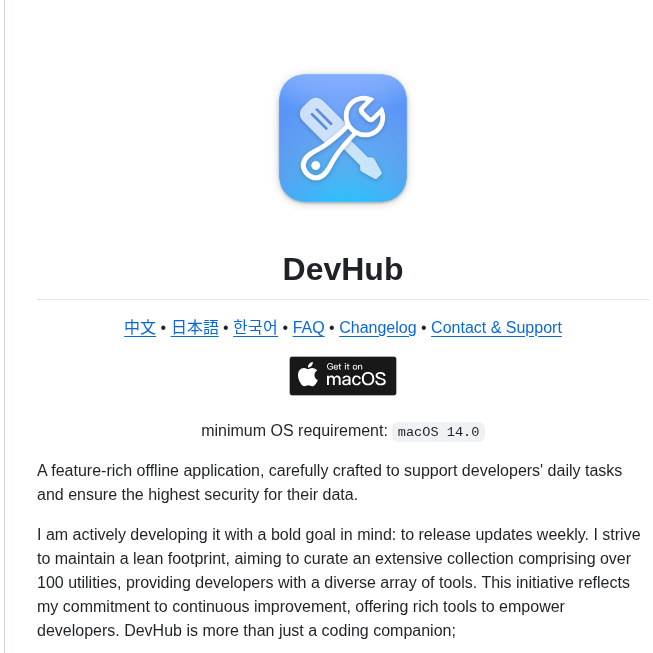 Jaywcjlove Devhub screenshot