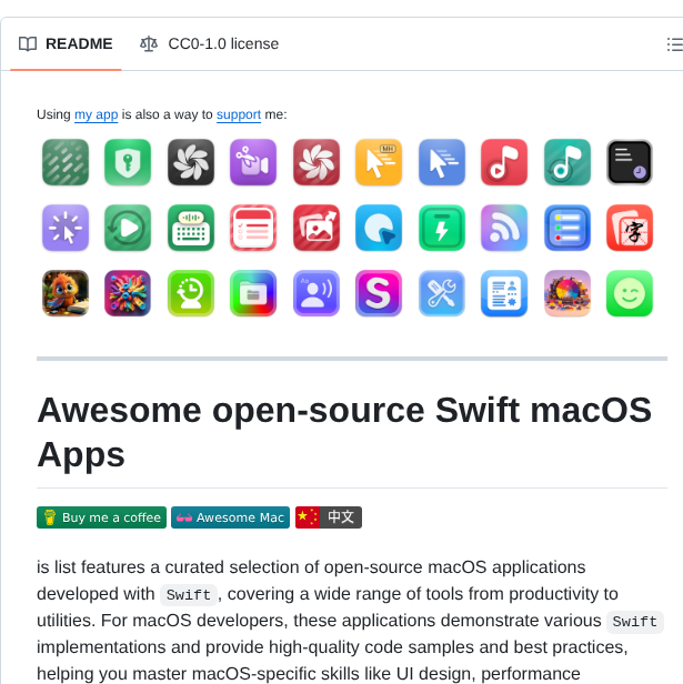 Jaywcjlove Awesome Swift Macos Apps screenshot