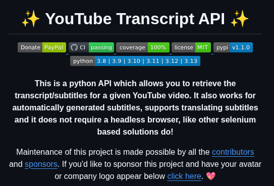 Jdepoix Youtube Transcript Api screenshot