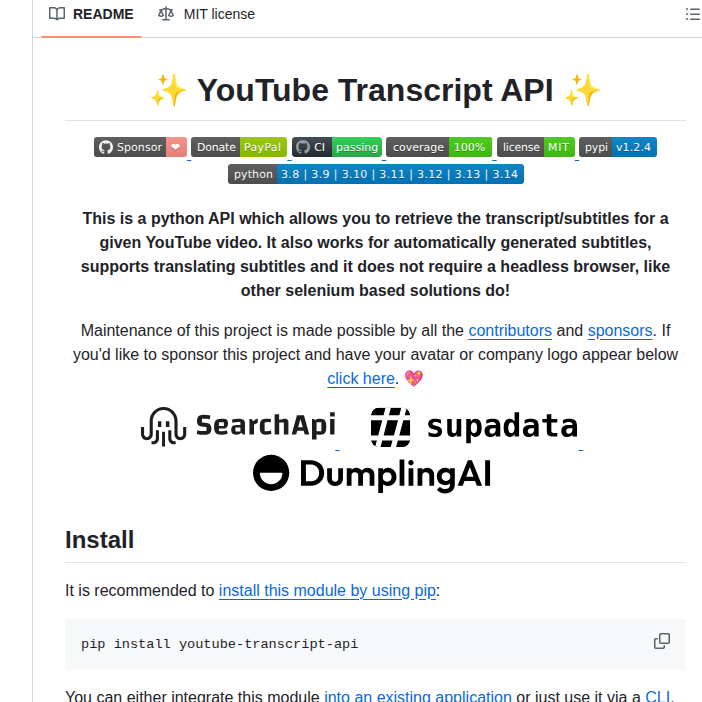 Jdepoix Youtube Transcript Api screenshot