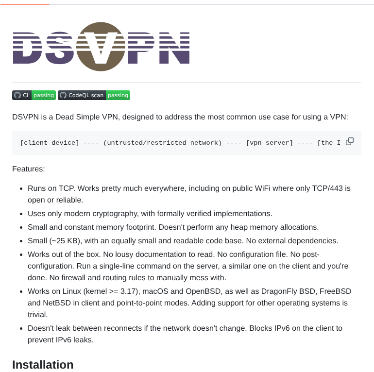 Jedisct1 Dsvpn screenshot