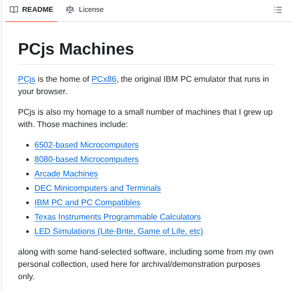 Jeffpar Pcjs screenshot