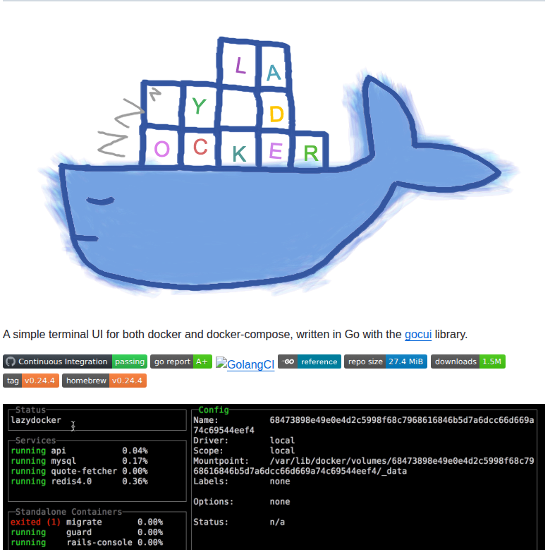 Jesseduffield Lazydocker screenshot