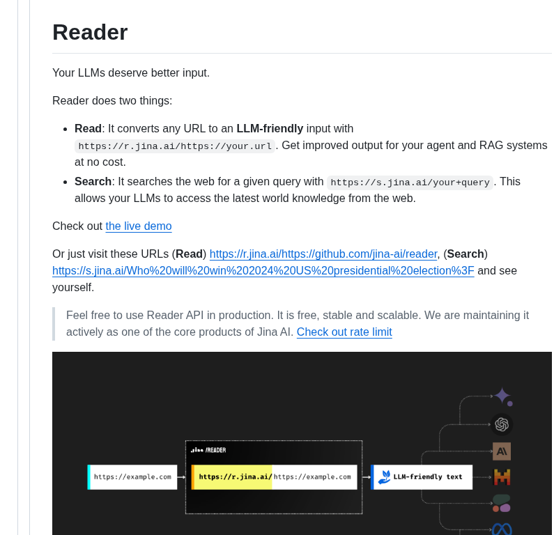 Jina Ai Reader screenshot
