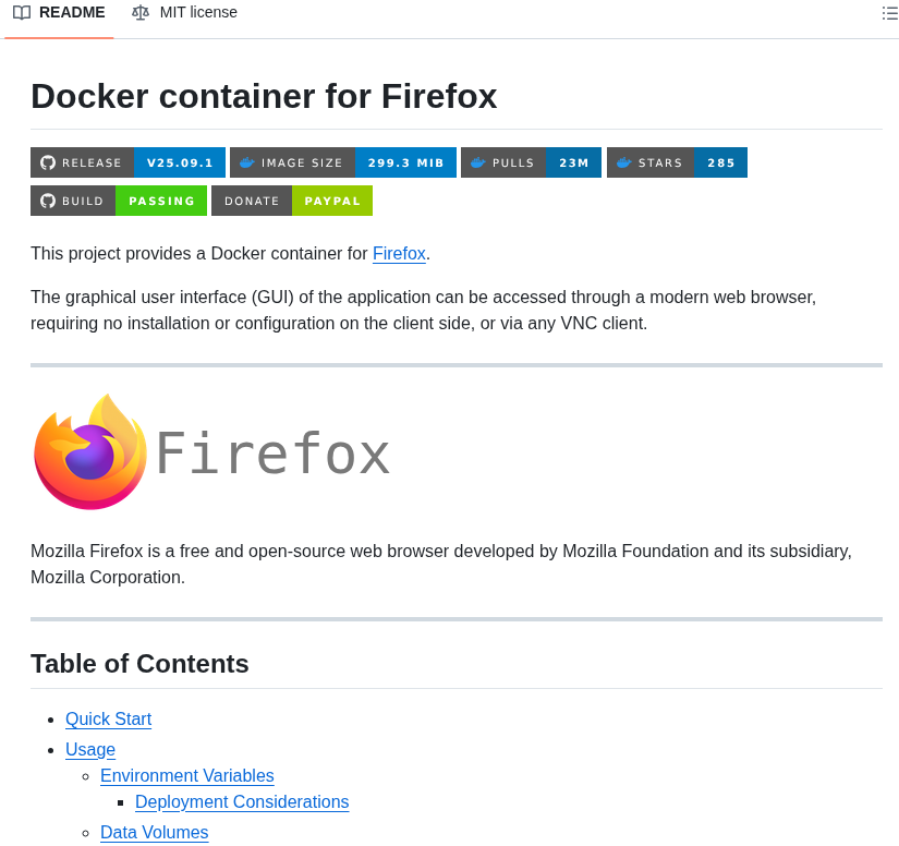 Jlesage Docker Firefox screenshot