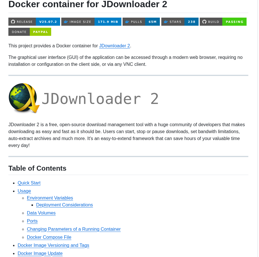 Jlesage Docker Jdownloader 2 screenshot