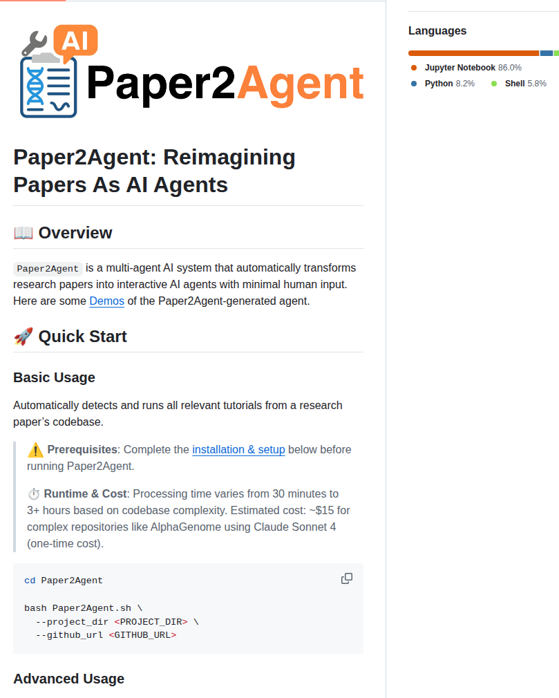 Jmiao24 Paper2agent screenshot